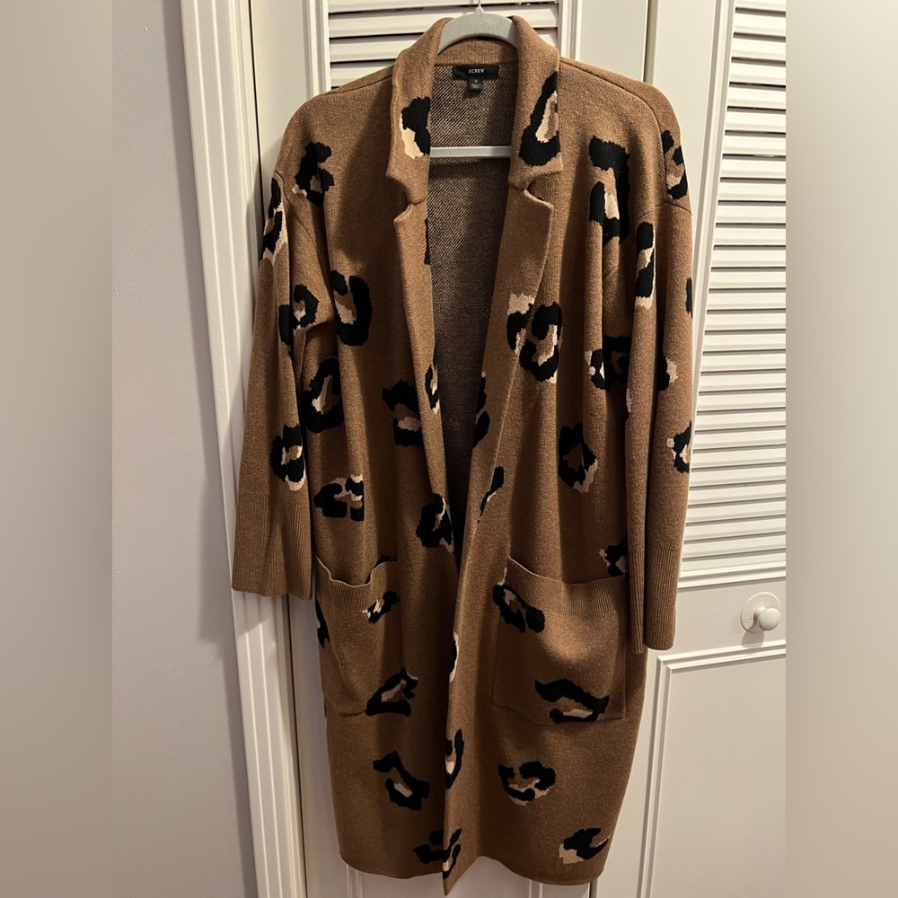 J.Crew leopard sweater coat. S